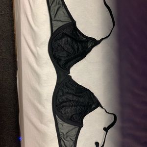 See through black lace bralete